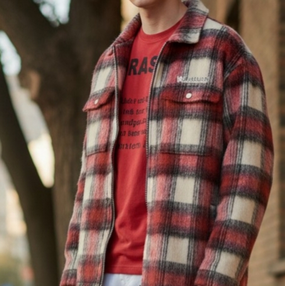 Valbasss Red Plaid Zip-Front Jacket